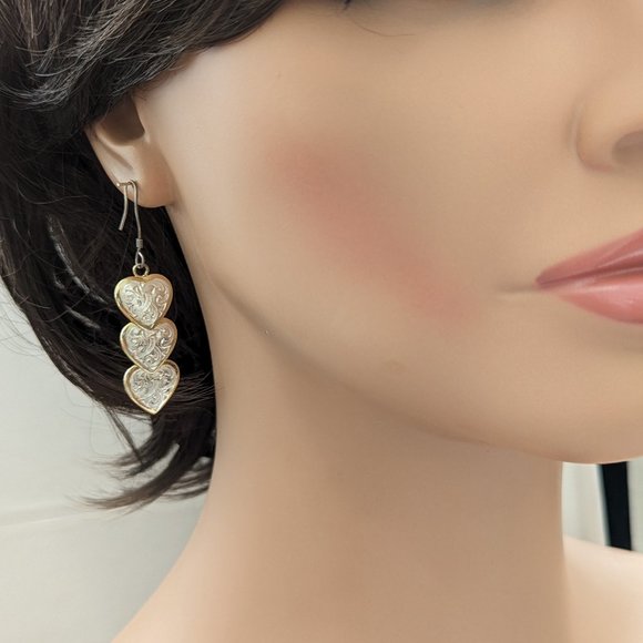 Vintage Lot Earrings Jewelry 3 Pairs Earrings Silver Tone Impressionist - Picture 3 of 13